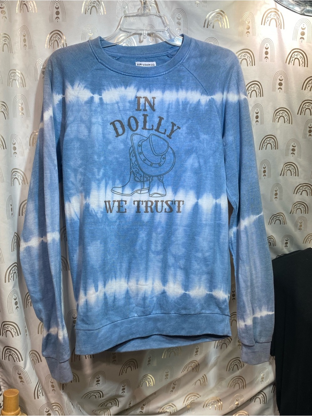 Blue Tie-Dye Crewneck Sweatshirt - In Dolly We Trust. Up cycled